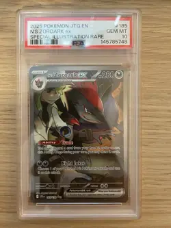 2025 Pokemon JTG En Special Illustration Rare #185 N's Zoroark Ex PSA 10 - Image 1