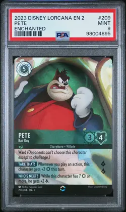 2023 DISNEY LORCANA EN 2-RISE OF THE FLOODBORN ENCHANTED PETE - BAD GUY PSA 9 - Image 1