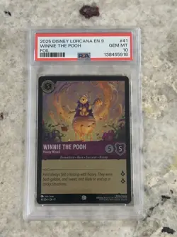 2025 DISNEY LORCANA EN 9-FABLED FOIL #41 WINNIE THE POOH HUNNY WIZARD PSA 10 - Image 1