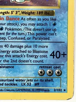 Blastoise MP 2/102 Shadowless Base Set Pokemon Holo - Image 5