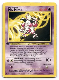 Mr. Mime MP 22/64 1st Edition Jungle Pokemon TCG Regular - Image 1