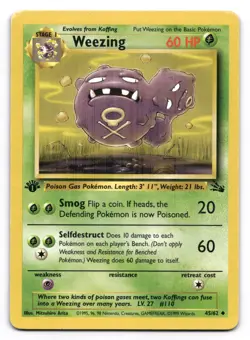 Weezing LP 45/62 1st Edition Fossil Pokemon TCG Regular - Image 1