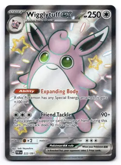 Wigglytuff ex NM 222/091 Paldean Fates Pokemon TCG Holo - Image 1