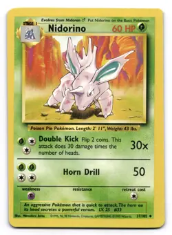 Nidorino LP 37/102 Unlimited Base Set Pokemon Uncommon - Image 1