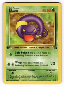 Ekans NM 46/62 1st Edition Fossil Pokemon Common - Image 1