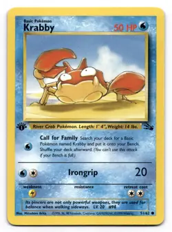 Krabby LP 51/62 1st Edition Fossil Pokemon Common - Image 1