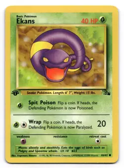 Ekans LP 46/62 1st Edition Fossil Pokemon Common - Image 1