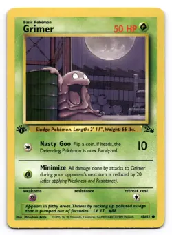 Grimer LP 48/62 1st Edition Fossil Pokemon Common - Image 1