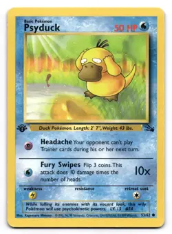 Psyduck LP 53/62 1st Edition Fossil Pokemon Common - Image 1