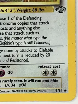 Clefable MP Unlimited Jungle 1/64 Pokemon TCG Holo - Image 4