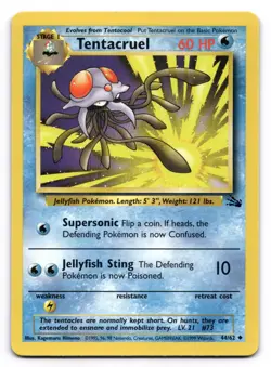 Tentacruel LP 44/62 Unlimited Fossil Pokemon Uncommon - Image 1