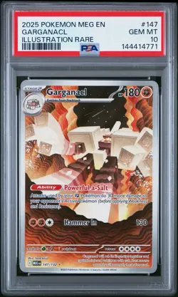 2025 Pokemon Mega Evolution Garganacl #147 Illustration Rare PSA 10 Gem Mint - Image 1