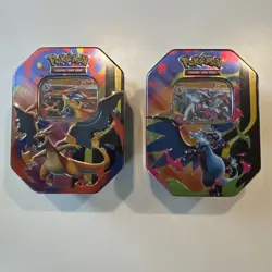 Mega Charizard X and Y Tins Sealed 2026 Set of 2 Pokemon TCG Phantasmal Flames - Image 1