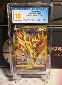 Pokemon Sword & Shield CGC 10 Pristine Zamazenta V 212/202 Secret Rare Gold - Image 1