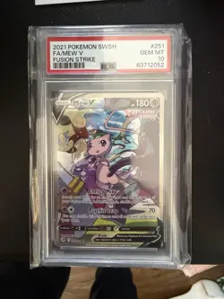 Pokemon Mew v Full Alt Art Sword & Shield Fusion Strike PSA 10 Gem Mint - Image 1