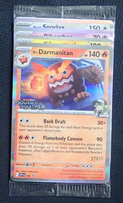 POKEMON JOURNEY TOGETHER PRERELEASE STAFF STAMPED 4 CARD PROMO PACK NEW & SEALED - Image 1