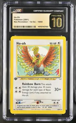 Pokemon Neo Revelation Ho-Oh TCG Card 18/64 1st Edition CGC Pristine 10 - Image 1