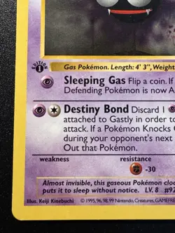1st Edition Shadowless Gastly 50/102 Base Set Pokemon Card Rare HP - Image 5