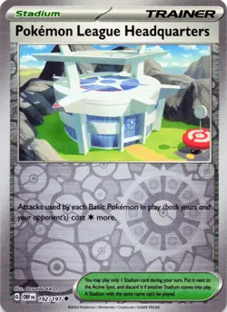 Pokemon League Headquarters 192/197 - REVERSE HOLO - SV03: Obsidian Flames - NM - Image 1