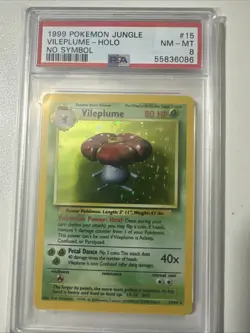 1999 Pokemon Jungle Vileplume Jungle No Symbol Error PSA 8 - Image 1