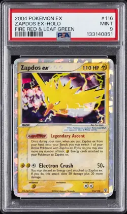 2004 POKEMON EX FIRE RED & LEAF GREEN #116 ZAPDOS EX-HOLO PSA 9 - Image 1