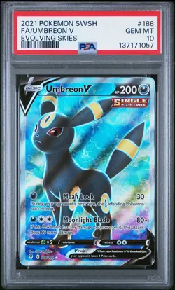 2021 POKEMON SWORD & SHIELD EVOLVING SKIES #188 FULL ART/UMBREON V PSA 10 - Image 1