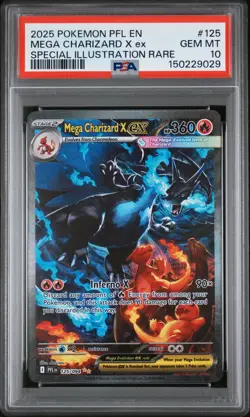 2025 POKEMON PFL EN-PHANTASMAL FLAMES #125 MEGA CHARIZARD X EX PSA 10 - Image 1