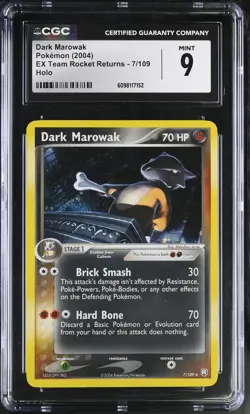CGC 9 MINT Dark Marowak 2004 EX Team Rocket Returns 7/109 Holo Pokemon Card - Image 1