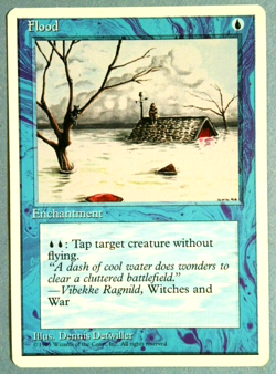 Flood Common 4th Edition 1995 Magic The Gathering MTG HP - Image 1