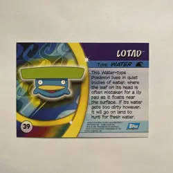 Topps Pokemon Advanced Challenge Non-Holo Card Lotad #39 Topps - Image 2