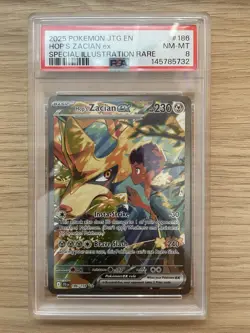Pokemon Journey Together Hop's Zacian EX SIR #186 PSA 8 - Image 1