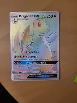 Pokemon Sun and Moon Black Star Promo DRAGONITE GX Secret Rainbow Rare #SM156 - Image 1