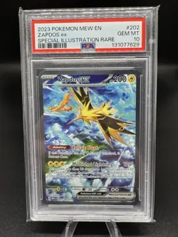2023 POKEMON MEW EN-151 SPECIAL ILLUSTRATION RARE #202 ZAPDOS EX PSA 10 - Image 1