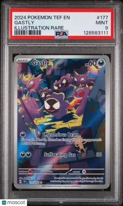 2024 Pokemon Temporal Forces Illustration Rare Gastly 177/162 PSA 9 - Image 1