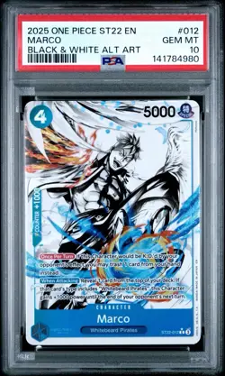 2025 ONE PIECE STARTER DECK ST22 ACE & NEWGATE B&W ALT ART MARCO PSA 10 POP 15 - Image 1