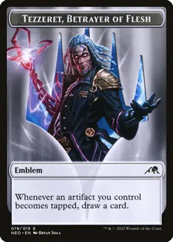 MTG Emblem - Tezzeret, Betrayer of Flesh (19/606) Kamigawa Neon Dynasty LP - Image 1