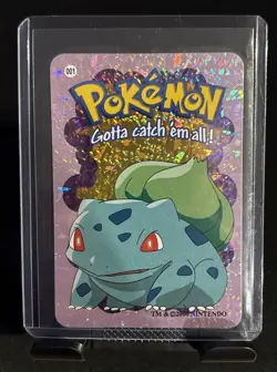 Rare Vintage Bulbasaur #001 2000 Pokemon Vending Prism Holo Sticker Card Mint - Image 1