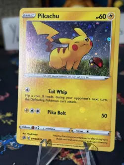 2020 Pokemon SWSH Black Star Promo Pikachu #SWSH039 W/ Swirl & Holo Bleed Wow!! - Image 3