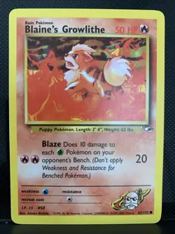 Pokemon TCG Blaine's Growlithe Gym Heroes 62/132 Regular Unlimited Common - Image 1