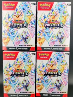 Pokemon Prismatic Evolutions Booster Bundle 4x Lot Factory Sealed FREE SHIPPING - Image 1