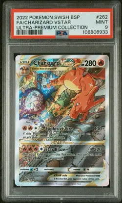 2022 POKEMON SWSH BLACK STAR PROMO #262 FULL ART/CHARIZARD VSTAR PSA 9 - Image 1