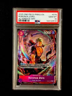 Roronoa Zoro OP09-076 PSA 10 GEM MINT Parallel Alt Art One Piece Card PRB02 - Image 1