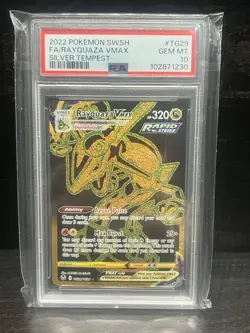 PSA 10 2022 Pokemon Silver Tempest Rayquaza VMax Gold TG29/TG30 Graded TCG Card - Image 1