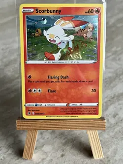 Pokemon TCG *Galaxy Swirl* Scorbunny SWSH244 Cosmos Holo Promo (English) - NM - Image 1