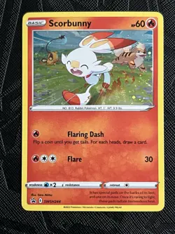Pokemon TCG *Galaxy Swirl* Scorbunny SWSH244 Cosmos Holo Promo (English) - NM - Image 3