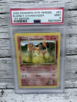 Pokemon Gym Heroes 1st Edition Blaine’s Charmander 61/132 PSA 9 MINT - Image 1