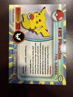 Pikachu #25 Pokemon 1999 Topps TV Animation Edition Blue Logo - Image 2