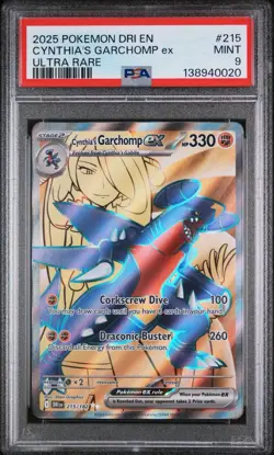 2025 GARCHOMP Cynthias ex PSA 9 ULTRA RARE Pokemon Destined Rivals 215/182 MINT - Image 1