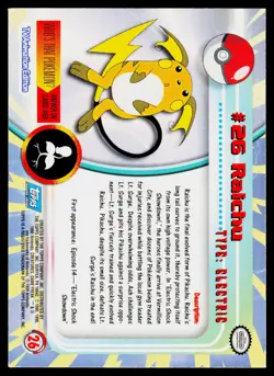 Raichu #26 Pokemon TOPPS Series 1 TV Animation Blue Label - Image 2