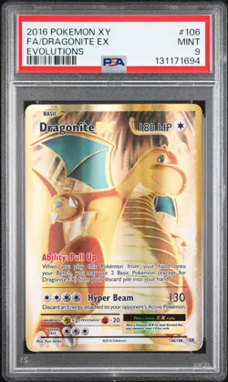 2016 POKEMON XY EVOLUTIONS #106 FULL ART/DRAGONITE EX PSA 9 - Image 1
